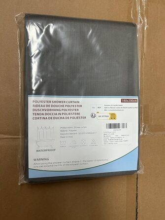 Шторка для душу DUFU, водонепроникна, миється | Швидковисихаюча тканина з поліестеру з 12 гачками | Напівпрозора захисна шторка для ванни (180x200 см, Темно-сірий) (Чорний 180x200 см)