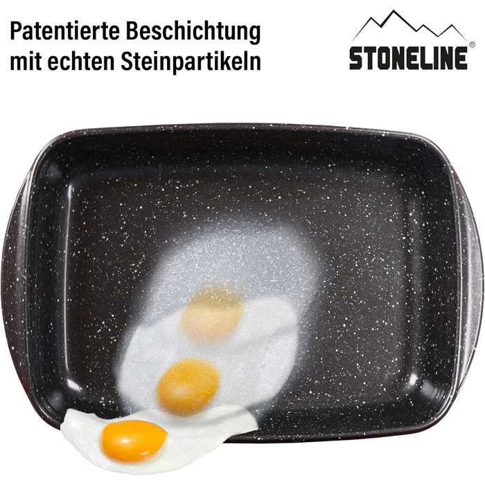 STONELINE Набір з 2 прямокутних форм для запікання з боросилікатного скла з антипригарним покриттям і частинками каменю, для духовки, запікання, випічки