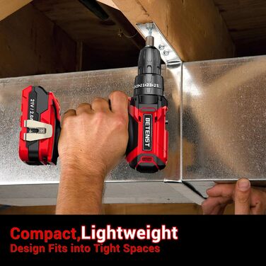 Акумуляторний шуруповерт BETENST 21V: 42Nm, 2 Akku 2.0Ah, 25+3 Drehmomentstufen, 2 швидкості, 10мм патрон, LED, 30шт аксесуарів для дому, саду, DIY