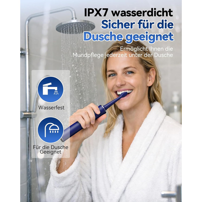 Електрична звукова зубна щітка JTF для дорослих, 5 режимів, 45 днів автономії, 8 насадок, IPX7 водонепроникна, з таймером, рожева - преміум набір для сім'ї