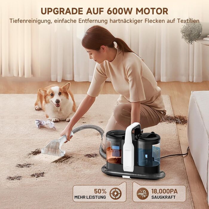 Апарат для чищення м'яких меблів та килимів | Миючий пилосос 18kPa | Для дому, авто та тварин