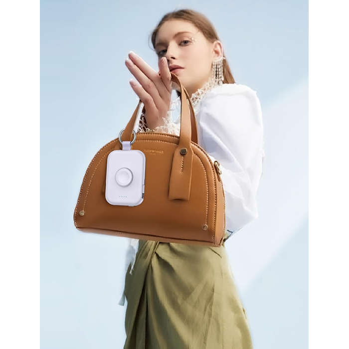 Power Bank RORRY 5000mAh з вбудованими кабелями, брелок для iPhone, Apple Watch, Рожевий