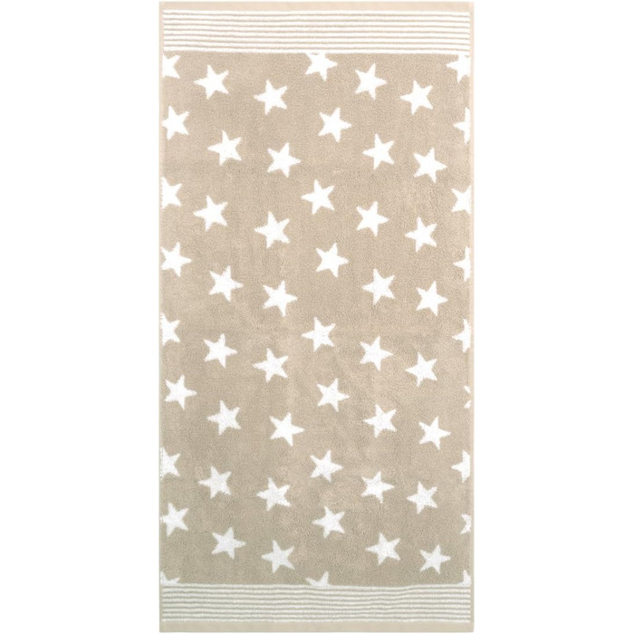 Dyckhoff Stars Frottier Towel Set, Cotton, Sand, 4x Towel 50x100cm, 2x Bath Towel/Shower Towel 70x140cm