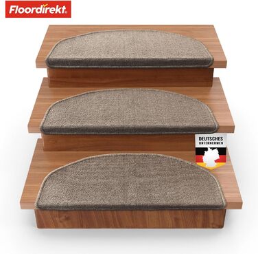 Килимок для сходів Floordirekt 15 шт. (65x23 см, напівкруглий), колір: коричневий