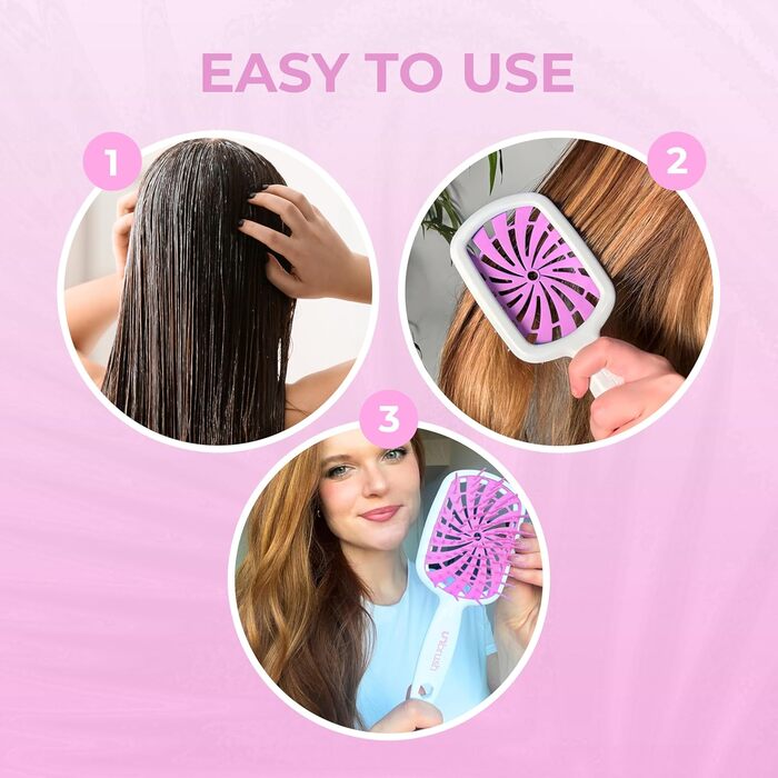 Щітка для волосся FHI Heat UNbrush Plus – для кучерявого волосся, розплутування, 84 гнучкі щетинки, Bubble Gum