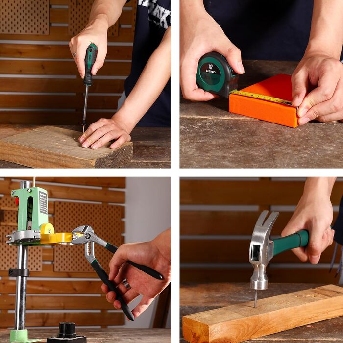 Набір інструментів DEKO 186 шт. з акумуляторною дриль-шуруповертом 20V (зелений)