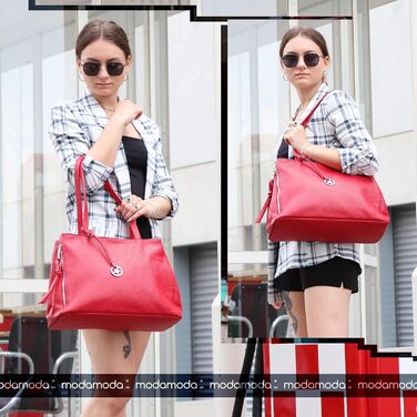 Сумка жіноча шкіряна Modamoda T205 біла, шопер ручної роботи з Італії