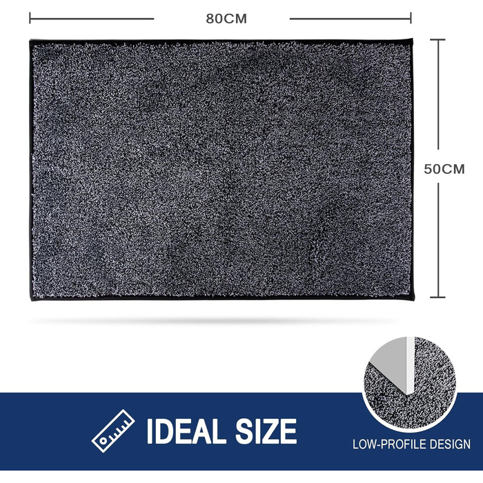 Килимок для дому FCSDETAIL 50x80 см, антиковзаючий, машинне прання, водопоглинаючий, для собак, вхід, порог, коридор, темно-сірий