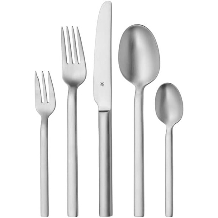 WMF Alteo 12-Person Flatware Set, 60-Piece & Alteo Stainless Steel Flatware Set 6-Person, 30-Piece, Monobloc Knives, Cromargan Stainless Steel Satin Finish, Dishwasher Safe. Alteo Bundle with Stainless Steel Flatware Set, 30-Piece