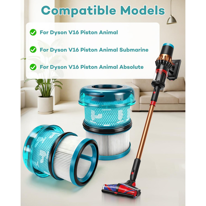 HEPA фільтр для пилососа Dyson V16 Kolben Animal/Submarine (4 шт.) - Оригінальні запасні частини DS60