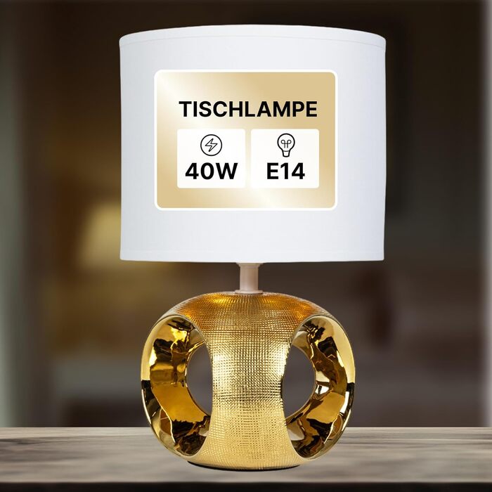 ARTE LAMP Poppy - LED настільна лампа з кабелем, хром/біла. Настільна лампа з білим текстильним абажуром для вітальні та спальні (золота)