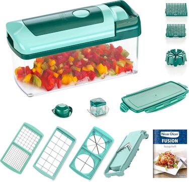 Набір для нарізки Genius Nicer Dicer Fusion, 13 частин, смарагдовий, для овочів та фруктів