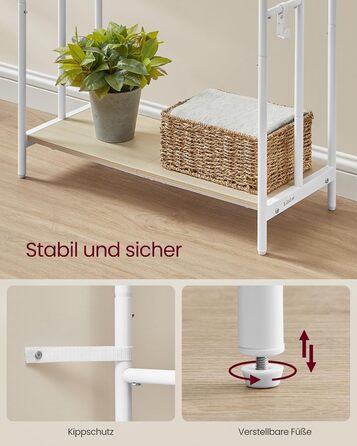 Підставка для рушників VASAGLE, стояча, з 3-ма перекладинами, 70 x 30 x 100 см, 2 гачки, полиця, для рушників, халатів, чорний, LLS019B01