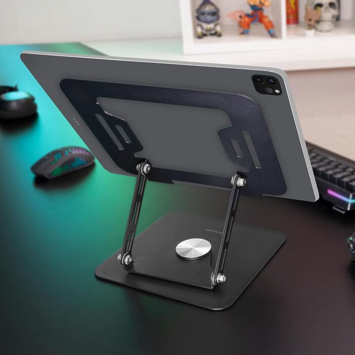 Підставка для ноутбука та планшета Mars Gaming MA-RSN, до 17 дюймів, регулювання висоти та нахилу, 360° обертання, сталева конструкція, неслизькі підкладки, складна та портативна, срібна