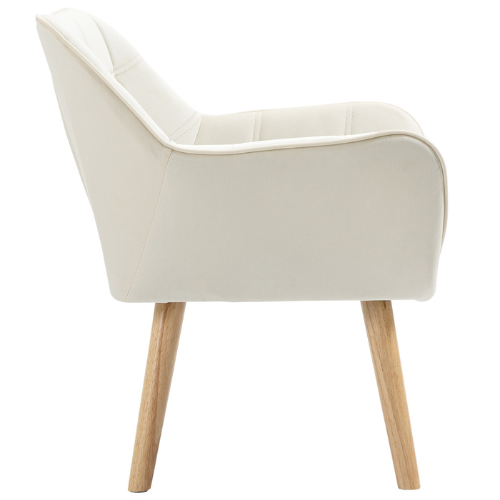 HOMCOM Single Armchair Recliner Chair with Velvet Look, Raised Legs, Upholstered Armchair for Living Room, Bedroom, 64 x 62 x 72.5 cm, Cream | Aosom