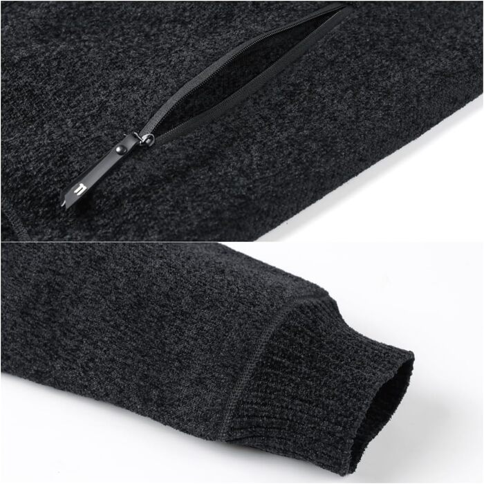 Чоловіча в'язана жилетка з коміром-стійкою та блискавкою, тепла з м'якою підкладкою, спортивна куртка-кардиган, дрібний в'яз, осінньо-зимова куртка (XXL, Чорний)