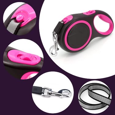 Висувна собача шлейка 8м, високоякісна, для собак до 50кг (сіра, червона)