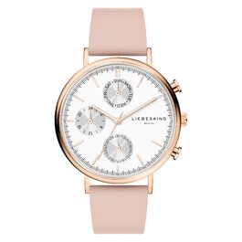 Годинник Liebeskind Berlin для жінок – круглий багатофункціональний годинник 38 мм – браслет з нержавіючої сталі або шкіри – водонепроникний 5ATM. Елегантний дизайн (рожевий)