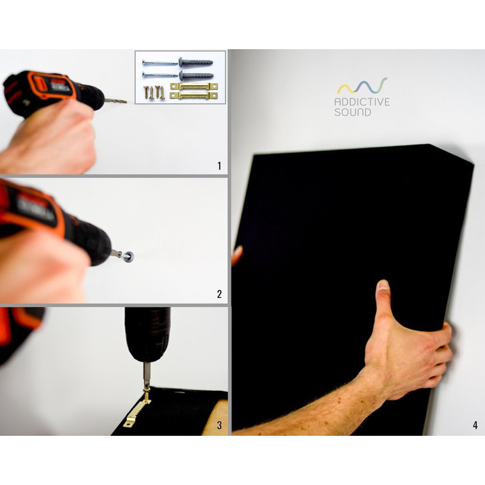 Акустична панель Addictive Sound Schallabsorber Wand Standard для стін та стелі, звукопоглинаюча панель класу A зі звукоізоляційною ватою, 100x50x11 см, світло-сірий