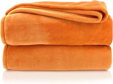 Плед фланелевий Heimtextland Kuscheldecke, теплий, м'який, 150x200 см, оранжевий (Typ380)