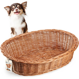 КADAX Лежанка для собак та котів з лози, природний колір, лежанка для собак, котячий кошик, лежак для тварин, лежанка для собак, місце для сну собаки, кошик для відпочинку (11x50x38 см)