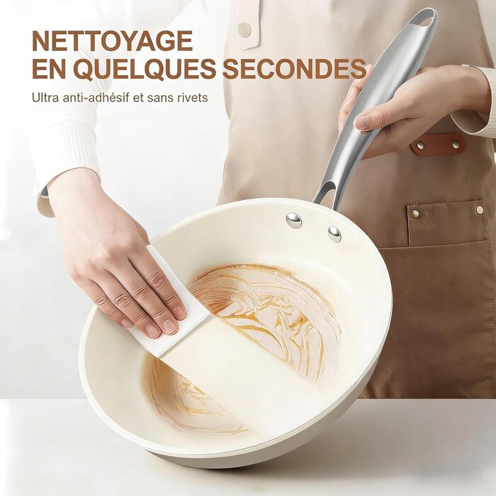 Пательня керамічна 24 см з антипригарним покриттям, індукція, духовка, посудомийна машина, алюміній, не містить PFAS, PFOA, PTFE