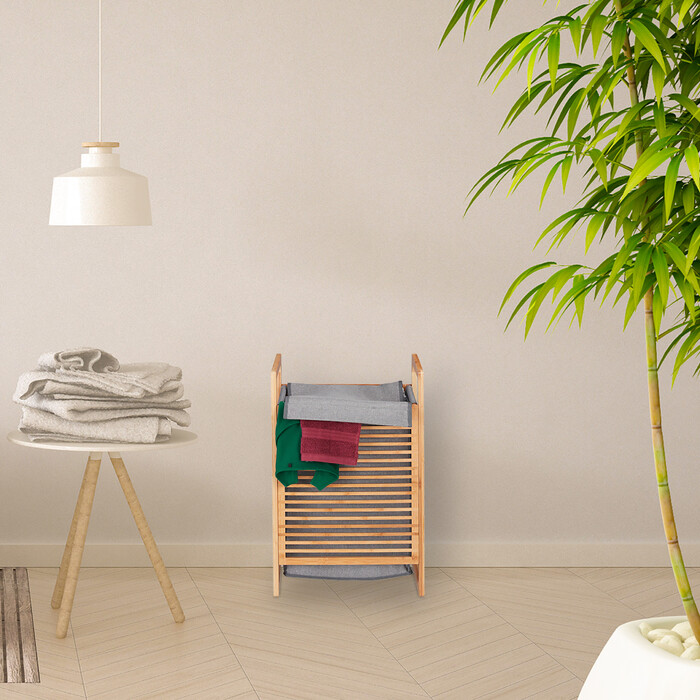Relaxdays Laundry Basket Bamboo with Lid