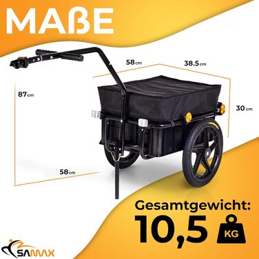 Причіп для велосипеда SAMAX 70 літрів / 60 кг, вантажний, з кріпленням, чорний