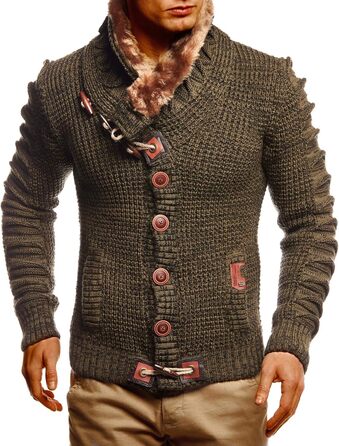 Чоловіча вітрозахисна куртка Leif Nelon з ґудзиками, Regular Fit, чоловічий кардиган з довгим рукавом, ідеальний для повсякденного та ділового стилю, сірий, чорний (S, Хакі-чорний)