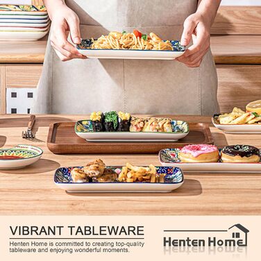 Набір сервірувальних тарілок Henten Home 6 шт. для закусок, суші, салатів та десертів (21 см)