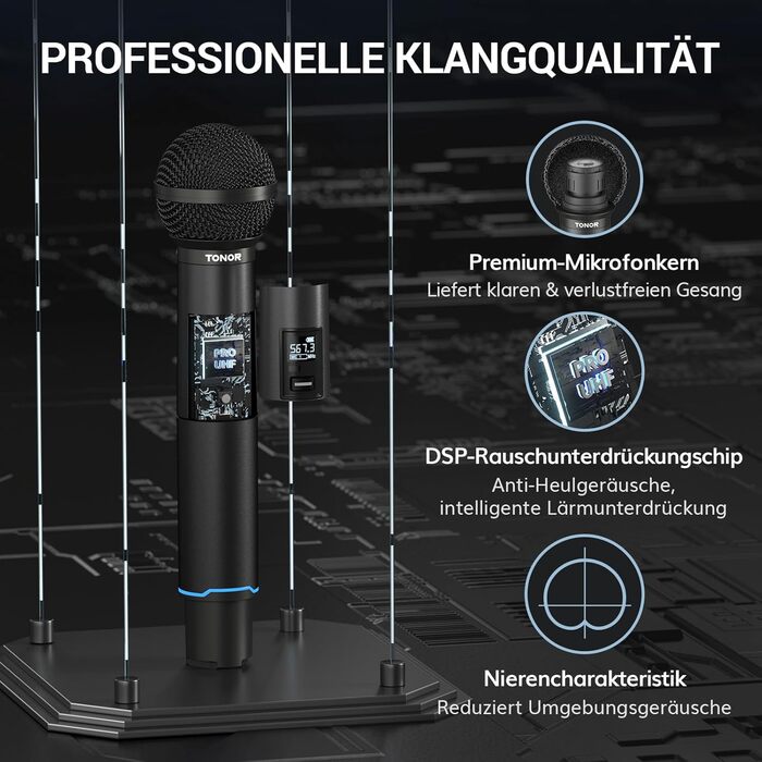 TONOR TW720 Бездротовий мікрофон Bluetooth з металевим корпусом, UHF, 100м, 2 шт. для караоке, вечірок, конференцій