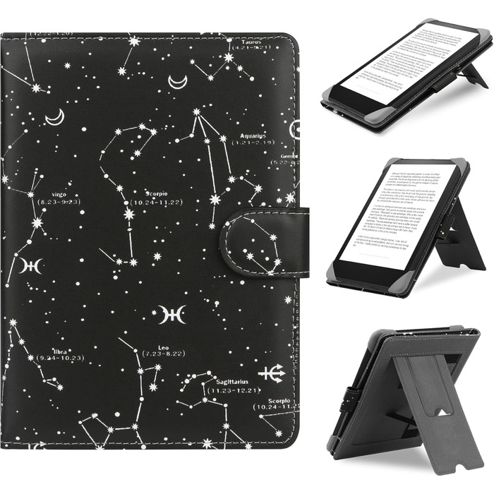 Чохол для Kindle, Kobo, Pocketbook, Tolino, Sony eReader (6.8'') з підставкою, шкіра, Konstellation