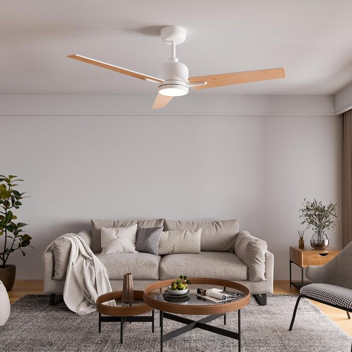 Deckenventilлятор Newday з підсвіткою та пультом керування, 122 см, дерев'яний, з DC мотором, для спальні/вітальні