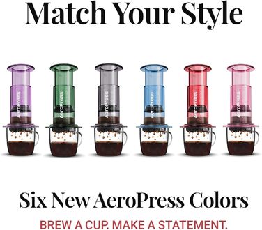 AeroPress Clear Violett – Прес для кави 3-в-1, френч-прес, еспресо, портативна кавоварка для подорожей і кемпінгу, фіолетова