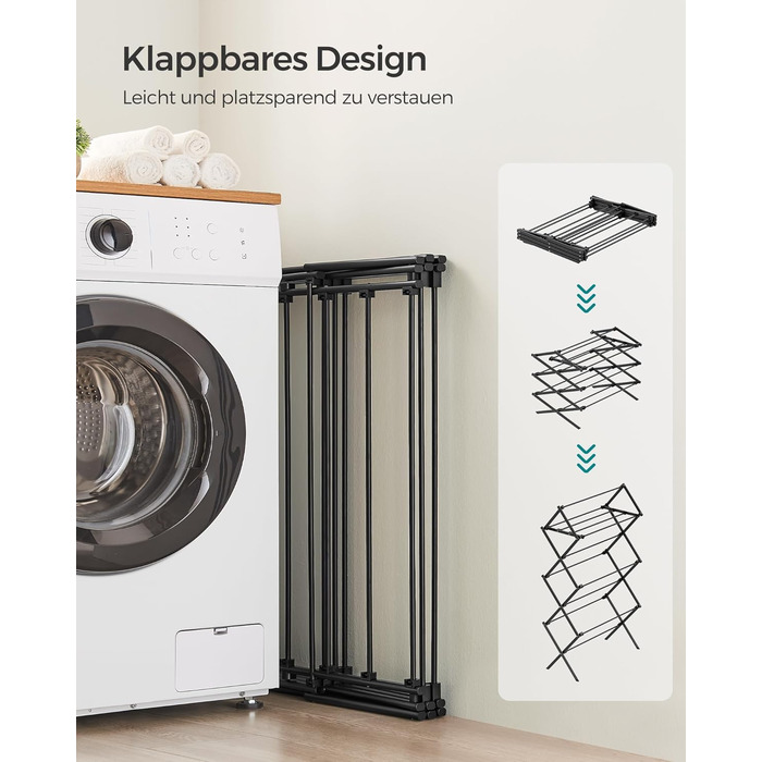 Стійка для сушіння білизни SONGMICS LLR770B01, складна, сталева, 37x75x135 см, для дому та вулиці