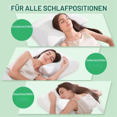 Подушка для шиї та голови 2 в 1 з ефектом пам'яті (Memory Foam), 60x40x12/14 см, біла