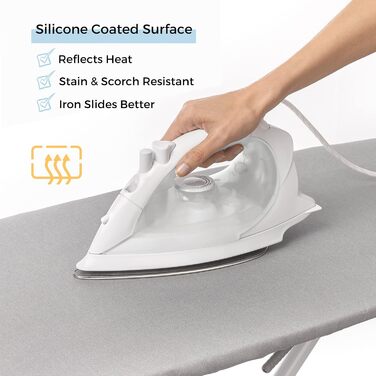 SAVUK Ironing Board Covers and Pad with Standard Size, Adjustable Elastic Edge, Heat Reflective, Fits Boards 130 x 40, 130 x 35 or 125 x 35, Cover Measurement 48 x 135 cm, Grey L 15