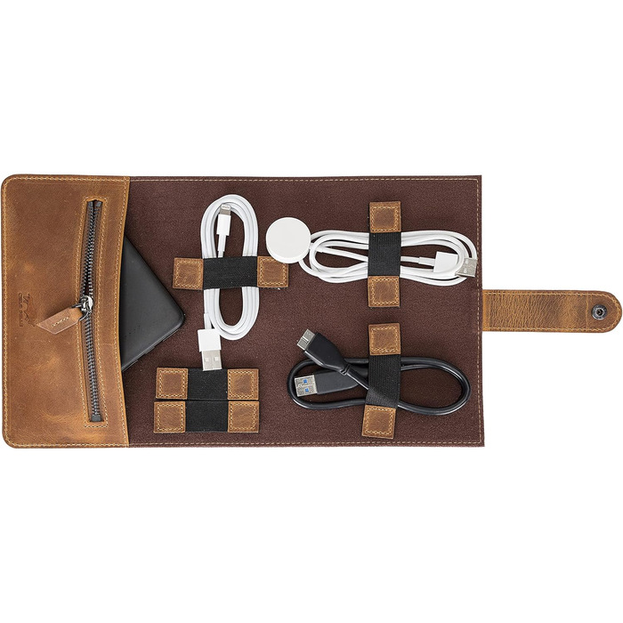 Органайзер для кабелів та аксесуарів Solo Pelle: універсальний дорожній кейс для телефону, кабелів, USB-накопичувачів (Camelbraun)