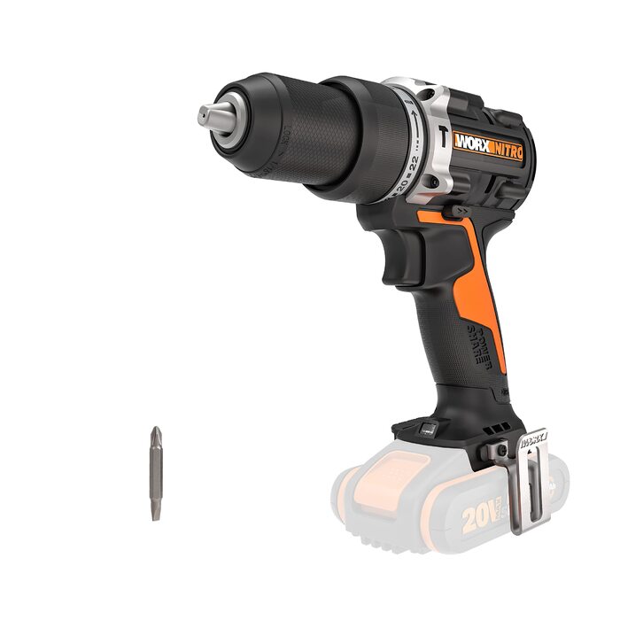 WORX NITRO WX352 акумуляторний ударний дриль-шуруповерт Set 20V - безщітковий двигун - для шурупування, свердління та ударного свердління - 60Nm - 2-швидкісна коробка передач & LED-підсвічування - в комплекті 2x20V 2Ah акумулятори & 2A швидке заряджання (