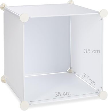 Relaxdays Clothes Rack System with 2 Clothes Rails, Wardrobe with 14 Compartments, Plastic Shelf System (White)