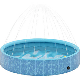 PawHut Басейн для собак 160 x 30 см, розкладний, з неслизьким покриттям, блакитний