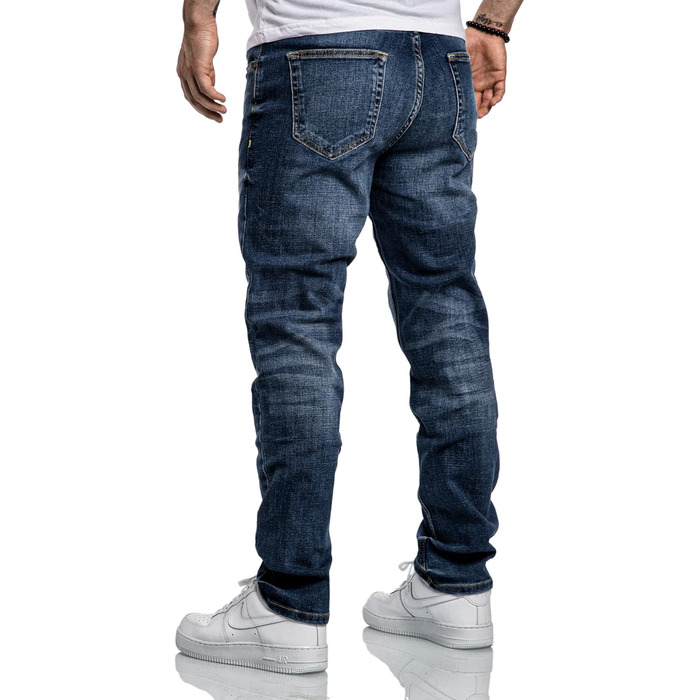 Чоловічі джинси Regular Straight Fit Denim Hose R7998, темно-сині (38W/34L), з ефектом зношеності