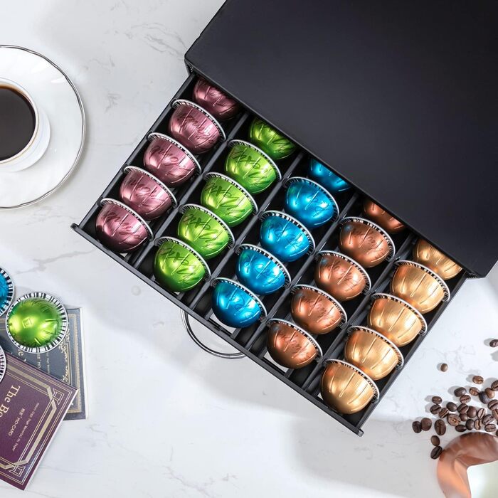 Організатор для капсул Nespresso Vertuo: металевий стійка на 50 капсул, чорний