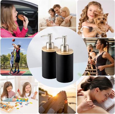 Дозатор для мила з кераміки, 500 мл, з металевим насосом, 2 шт. (білий/чорний)