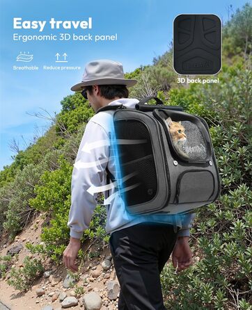 Рюкзак для кота Pecute з вікном-бульбашкою, переноска для тварин, сірий (42x32x26 см)