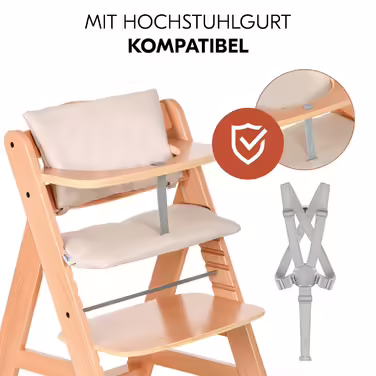 hauck 2-piece Deluxe Seat Cushion for Alpha Highchair - Seat Cushion/Seat Liner/Highchair Cushion (Beige)