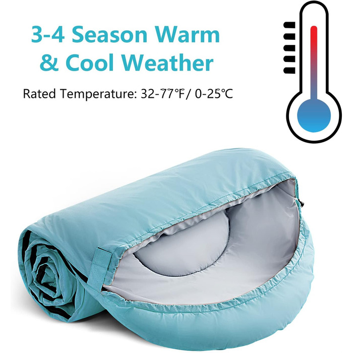 Спальні мішки ORTHOMTEX для дорослих, дітей та дівчаток. Теплі та холодні погодні умови, легкі, водонепроникні, 3-4 сезони, для походів, кемпінгу та альпінізму.