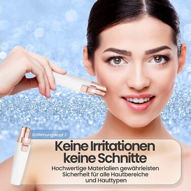 Електричний тример для брів та обличчя 2-в-1 з LED-підсвічуванням для жінок, безболісне видалення волосся, для брів, губ, підборіддя, білий