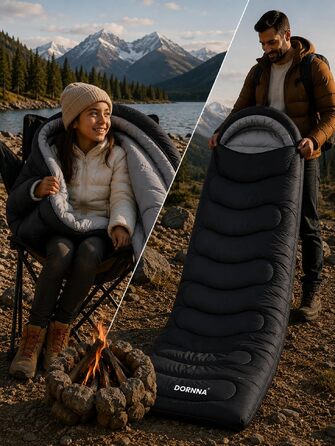 Універсальний спальний мішок для дорослих та дітей на 4 сезони, ultralight спальник для кемпінгу, походів та подорожей, чорний
