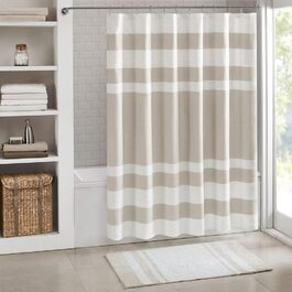 Шторка для душу Madison Park Spa Waffel з тканини, оброблена 3M Scotchgard, 182.9 x 182.9 см, Бежева (1 шт.)